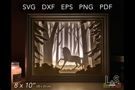 3D Layered Unicorn Shadow Box File | Light Box Template
