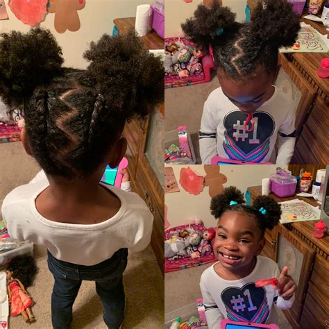 Two Puff Balls With Zig Zag Part In 2019 Natural Hair Braids Ball