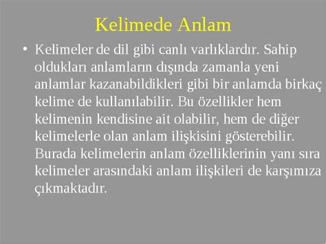 Kelime Bilgisi Kelime (sözcük)