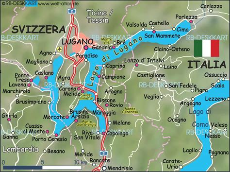 Du hast 6 möglichkeiten, von schweiz nach italien zu kommen. Karte von Lago di Lugano (Italien / Schweiz) - Karte auf ...