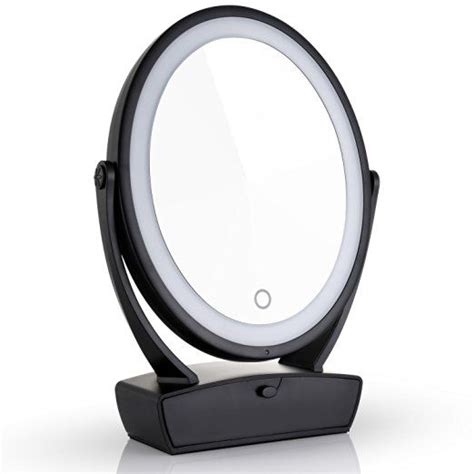Miusco Two Sided Lighted Makeup Mirror With Vanity Drawer 1x 7x 15x Magnification Usb Charge
