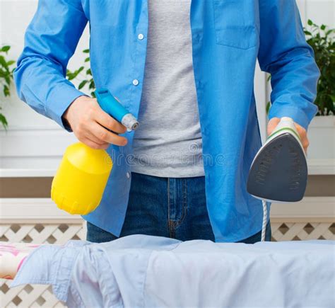 Man Ironing Clothes Stock Image Image Of Domestic Adult