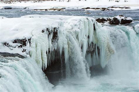 Waterfall Godafoss Wintertime Iceland Photos Free And Royalty Free