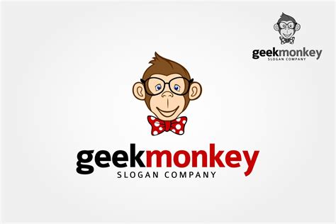 Geek Monkey Logo Cartoon Character Geek Monkey Vector Illustration
