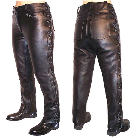 Womens Elite 2 Tie Side Extra Short Leather Jeans