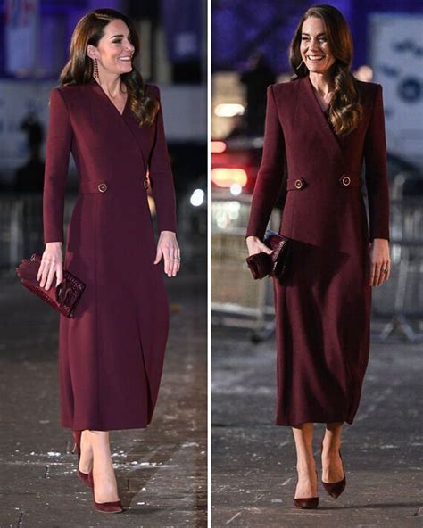 Kate Princess Of Wales Stuns In All Burgundy Look For Carol Service Uk
