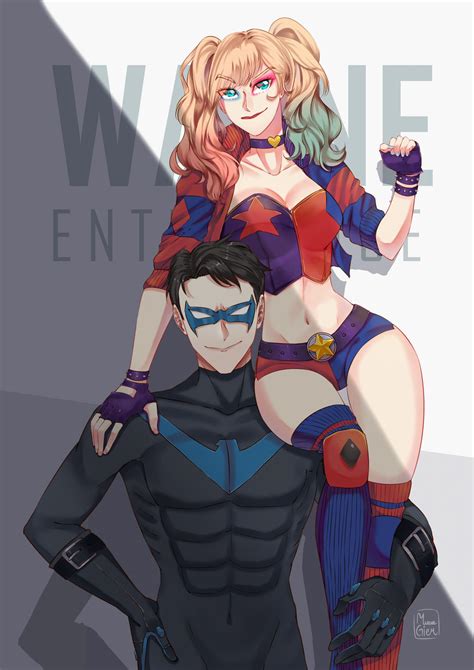 Fanart Nightwing And Harley Quinn By Rollinggiru On Deviantart