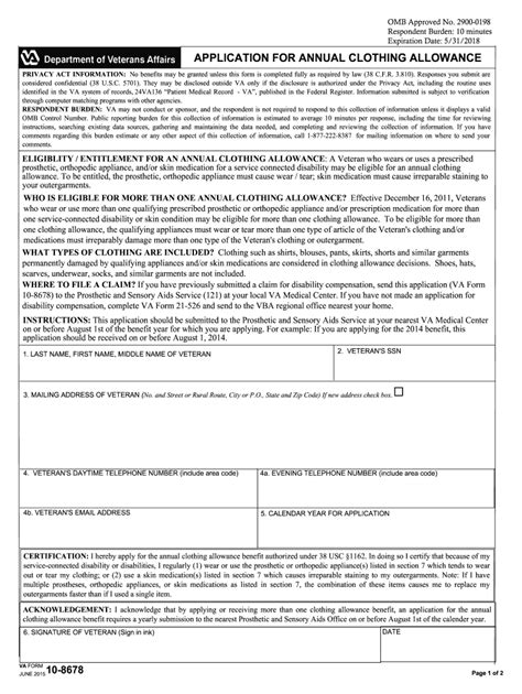 Va Clothing Allowance Form Fill Out And Sign Online Dochub