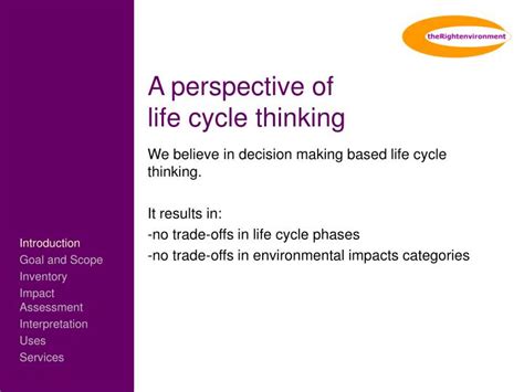 PPT A Perspective Of Life Cycle Thinking PowerPoint Presentation Free Download ID