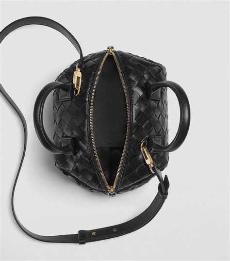 Womens Bottega Veneta Black Mini Leather Bauletto Top Handle Bag
