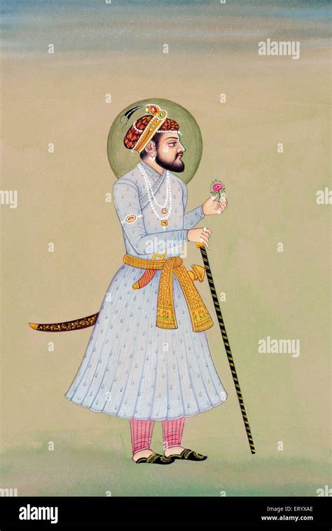 Pintura En Miniatura Del Emperador Mogol Shah Jahan Con Espada Rosa Bast N India Asia Fotograf A