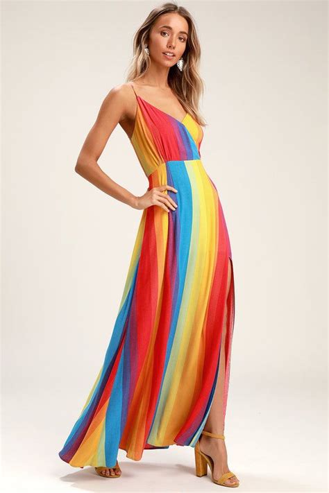 lafern rainbow striped sleeveless maxi dress dresses striped dress large size dresses