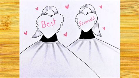How To Draw Two Girls Best Friends BFF Drawing Step By Step Drawing For Beginners YouTube