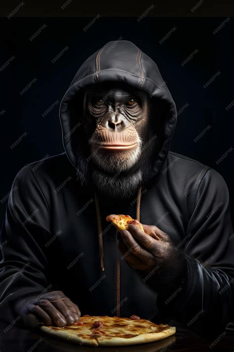 Premium Ai Image A Fictional Hip Hopper Chimpanzee In Black Hoodie