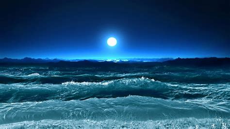 Download Ocean Waves Under Moon Light Wallpaper1920x1080 Wallpaper By