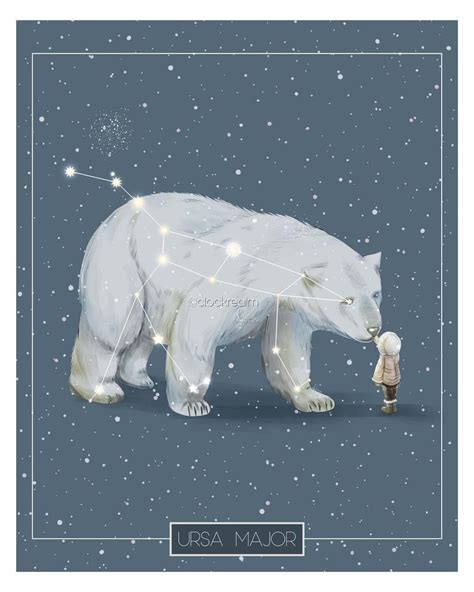 Ursa Major Art Print Constellation Art Polar Bear Art Digital Art Print