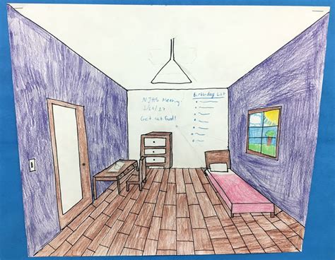 8th Grade 1 Point Perspective Bedroom Ms Gervais Art Room