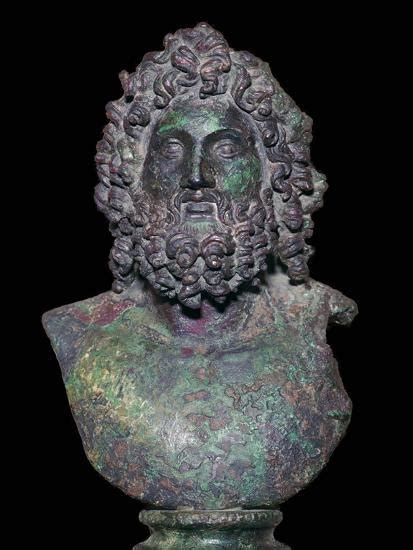 Roman Bronze Bust Of The God Serapis 4th Century Artist Unknown