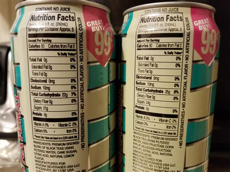 Arizona Iced Tea Nutrition Label Pensandpieces