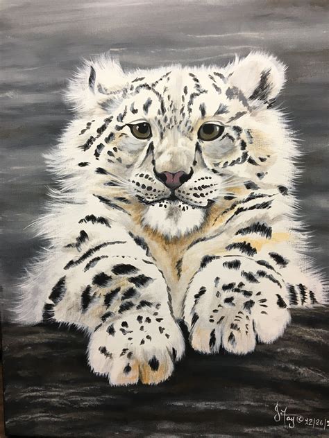 Young Snow Leopard Painted In Pastels Leopard Painting Snow Leopard