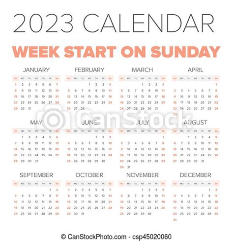 Simple 2023 Year Calendar Week Starts On Monday