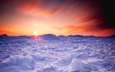Download Wallpaper 2560x1600 Snow Winter Sunset Horizon
