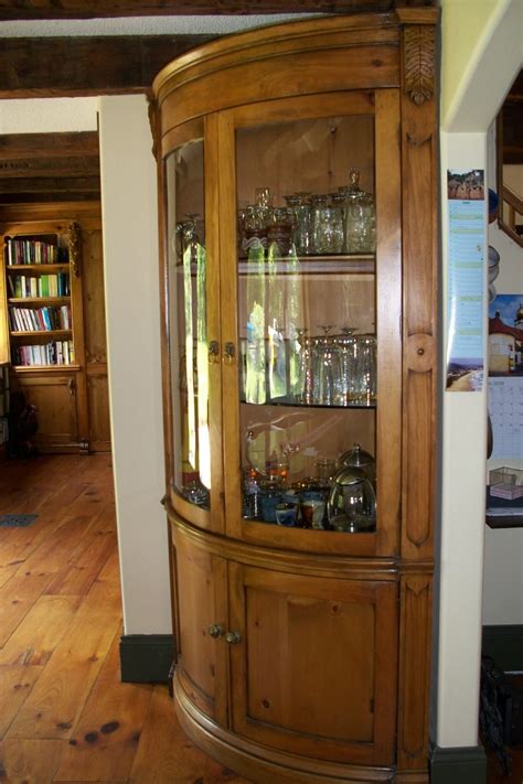 Custom Curved Corner Curio Cabinet With Tempered Glass Leblancq Design