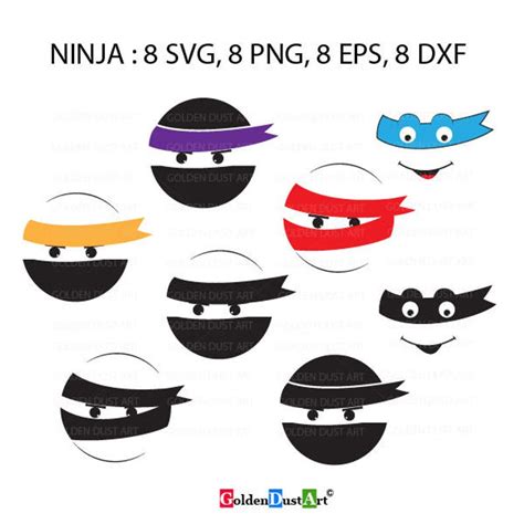 Ninja Turtles Svg Ninja Clip Art Set Kawaii Ninja Teenage Etsy