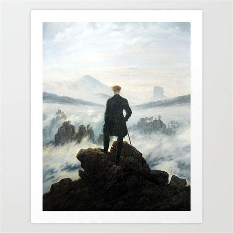 An Iconic Painting Depicting A Man Standing On A Coastal Cliff Above A