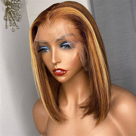 Hannahs Honey Brown Straight Bob Lace Frontal Wig With Piano