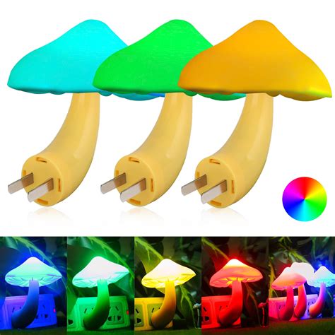 3pcs Led Mushroom Night Light Lamp Plug In Lamp Eeekit Cute Mushroom