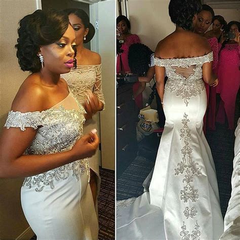 Bride Dresses 2017 Satin White African Wedding Gowns Appliques Beaded