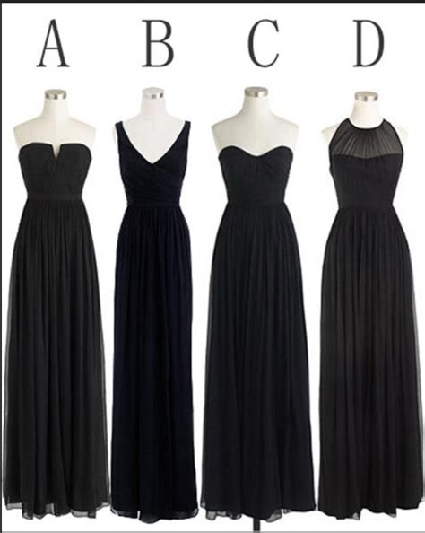 Black Simple Mismatched Styles Chiffon Floor Length Formal Long