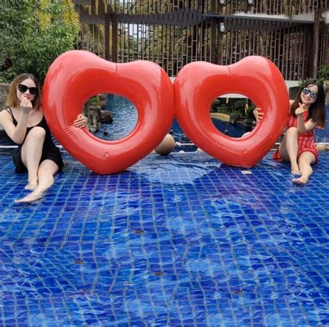 Buy Inflatable Giant Double Heart Pool Floats Wanna Party