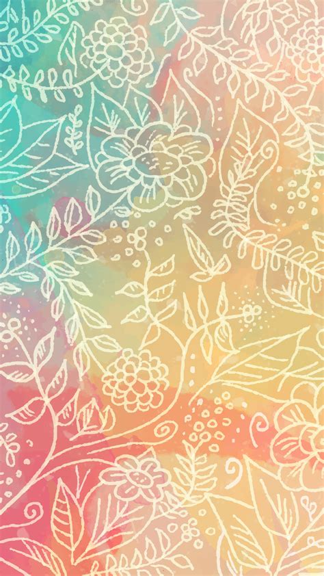 Free Hd Hand Drawn Flowers Iphone Wallpaper For Download