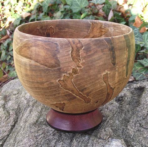 Wood Bowl Hand Turned Ambrosia Maple Wood Bowl With Purpleheart