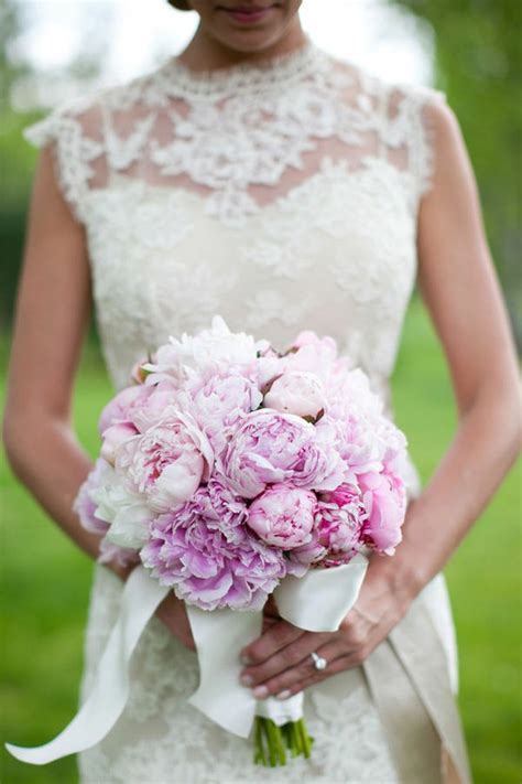 Lace Wedding Dress And Pink Peony Bouquet ♥ Lovely Bride Photography By