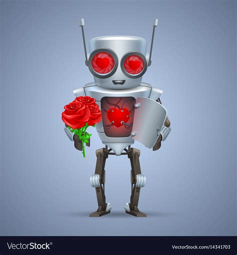 Robot With Heart Royalty Free Vector Image Vectorstock