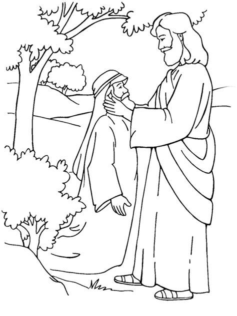 Jesus Heals A Blind Man Coloring Page
