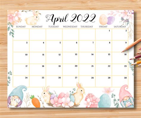 April Easter Happy Easter Day Happy Summer Calendar Monthly Planner