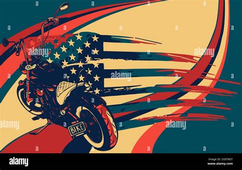Chopper Motorcycle With American Flag Vector Illustration Stock Vector