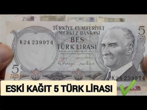 Eski Tarihli 5 Kağıt Türk Lirası 1968 1983 Arası Kağıt Paraların