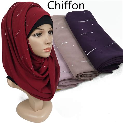 F4 10pcs High Quality Diamond Bubble Chiffon Hijab Scarfscarves Shawls Wrap Headband Women