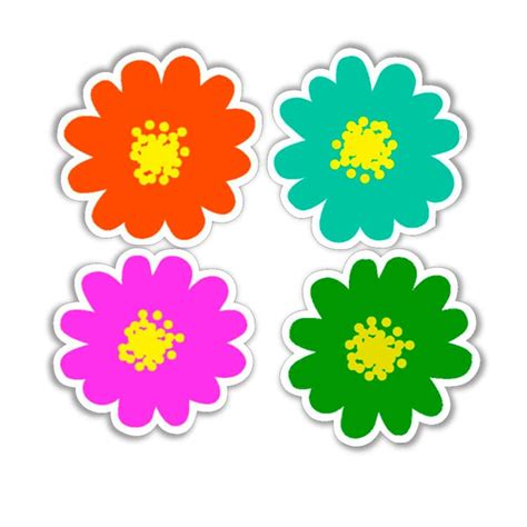 4 X Small Flower Stickers Hippie Style Flower Power Vinyl Etsy