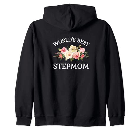 Worlds Best Stepmom Pink Watercolor Flower Bouquet Zip Hoodie Clothing
