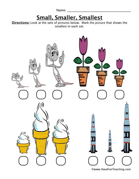 Small Smaller Smallest Worksheet Have Fun Teaching