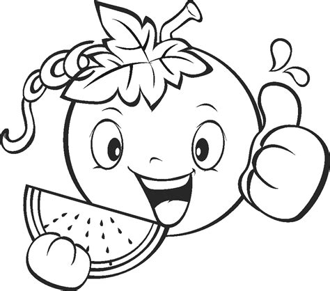 Tomato Eating Watermelon Coloring Page Free Printable Coloring Pages