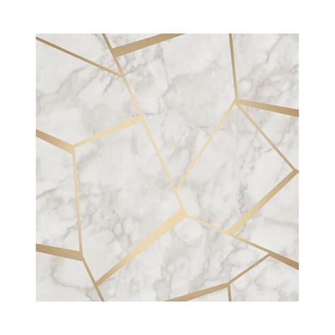 Fine Decor Marblesque Fractal White And Gold Metallic