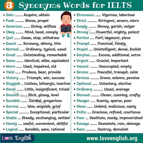 180 Useful Synonyms Words List Ielts Vocabulary Love English Learn English Vocabulary