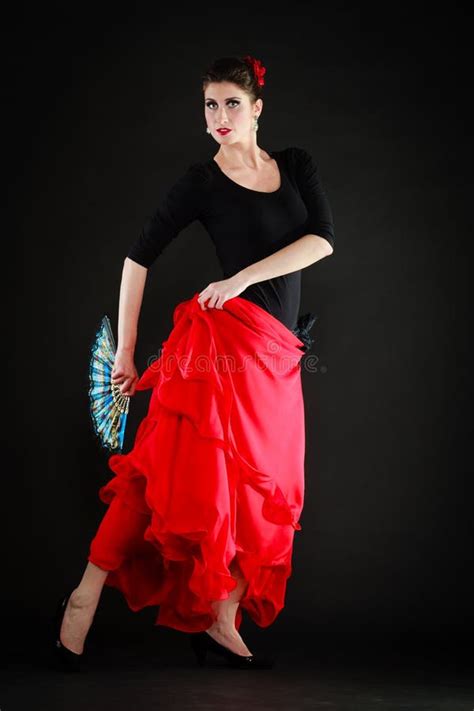 Dance Spanish Girl With Fan Dancing Flamenco Stock Image Image Of Dance Spanish 44295931